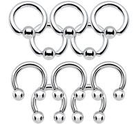Captive Bead Ring & Horseshoe 12ga Package - 10pk 316L Surgical Steel - Perfect for Ear, P.A., Labia Piercings by BodyJewelryOnline