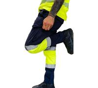Capto de Alta Visibilidad - Pantalones Reflectantes Hombre - Hi Vis Pantalones con Reflectantes Cinta de Seguridad - Pantalones de Trabajo con protección de Advertencia - Marineblau/Gelb - L