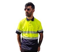 Capto De Alta Visibilidad Ropa De Trabajo De Seguridad Camiseta - Refletoras T-Shirts - Alta Visibilidade Ropa de Trabajo para Hombre - Chalecos Reflectantes Seguridad - Amarilla/Negras - L