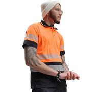 Capto De Alta Visibilidad Ropa De Trabajo De Seguridad Camiseta - Refletoras T-Shirts - Alta Visibilidade Ropa de Trabajo para Hombre - Chalecos Reflectantes Seguridad - Naranja/Azul Marino - S