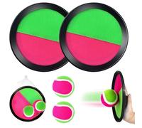 Captura Bolas Raqueta Set, Juego de Bola y Lanzamiento Playa Agua Jardin Exterior Interior Piscina Terraza, 2 Palas y 2 Bolas para Infantiles Adult 2 3 4 5 6 7 8 9 10 Años Cumpleaño Pascua Regalo