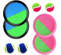 Captura Bolas Raqueta Set,Juego de Bolas de Lanzamiento y Captura,Lanzamiento Pelota Juegos com 4 Palas y 4 Bolas,Captura Bolas Raqueta Set para Patio, Jardín, Interior & Exterior,para Adultos y Niños