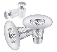Captura de pelo para bañera, colador de desagüe de agua en forma de cono | Filtro de desagüe de acero inoxidable, 2 filtros de lavabo y 2 cubiertas de lavabo, juego para lavabos de baño, bañera, D
