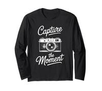 Captura el momento Cámara Fotografía Arte Vintage Retro Vida Manga Larga