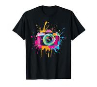 Captura el momento con el disfraz de cámara Splash de colores vibrantes Camiseta
