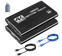 Capturadora de Video 4K HDMI USB 3.0-1080p 60fps/2k 30fps Loop-out - Compatible con PS5, Xbox Series X/S, PC, OBS, Cámara - para Streaming y Gaming Negro