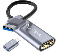 Capturadora de Video HDMI a USB 3.0, 4K/1080P HD, Compatible con Windows/Mac OS/Linux, Adaptador para Transmisión en Vivo, Juegos y Videoconferencias, Plateado