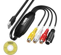 Capturadora de Video USB 2.0 Pasar VHS a Digital Convertidor VHS a Digital Tarjeta de Captura de Video para RCA a USB-Convert VHS VCR Hi8 Mini DV a Digital, para PC, TV, Videocámara