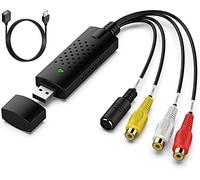 Capturadora de Video y Audio USB Convertidor,tarjeta de captura de vídeo digitaliza vídeo, convertidor de VHS a digital, desde cualquier fuente analógica, incluidos VCR, VHS, DVD,para Windows 11/10/8/