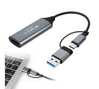 Capturadora HDMI, Adaptador HDMI a USB A/C 3.0 1080P HD 4K 30Hz Captura | Tarjeta de Captura Video para Streaming Grabación de Juegos Transmisión en Vivo para PC Switch 2 PS5 Xbox MacBook Pad Cámara
