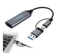 Capturadora Vídeo HDMI 4K, Tarjeta de Captura Video 4K 30Hz a USB A/C 3.0 1080P HD para Streaming Grabación de Juegos y Transmisión en Vivo Compatible con PC Switch 2 PS5 Xbox MacBook Pad Cámara
