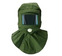 Capucha de chorro de arena, gorro de máscara industrial, máscara protectora antiviento y polvo, verde, 22cm.