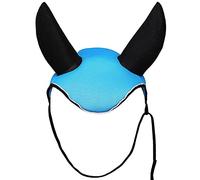 Capucha de ganchillo azul claro, con cómodas orejas de licra, velo con cancelación de ruido, alta densidad, ropa deportiva para caballos para jinetes competitivos