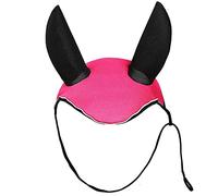 Capucha de ganchillo rosa con cómodas orejas de licra, velo de mosca con cancelación de ruido, alta densidad, ropa deportiva de caballo para jinetes competitivos