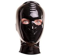 Capucha De Goma De Látex Con Cremallera Con Aberturas Para Los Ojos,Negro,Grande