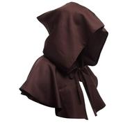 Capucha de Halloween para hombres y mujeres, capucha de verdugo, sombrero de bruja medieval vintage para Halloween, cosplay, disfraz de fraile sacerdote (marrón, talla única)