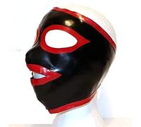 Capucha De Látex Para Mujer Capucha De Máscara De Látex Negra Con Tirador De Goma Con Ribete Rojo Látex De 0,6 Mm,Ribete Negro Y Rojo.,Pequeño