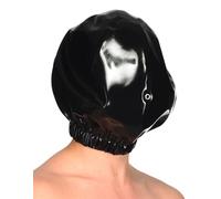 Capucha de látex100% caucho de látex negro cosplay casual unisex cara capucha, negro, XS