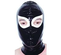 Capucha de látexCapuchas de látex en blanco y negro Abrir los ojos con agujeros en la nariz Sombrero fetichista de goma con cremallera trasera 100% hecho a mano Personalizado, blanco y negro, XL
