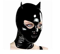 Capucha de látexCapuchas fetiche de látex versión cortada a mano W capucha trasera cremallera, negro L Net, XXL