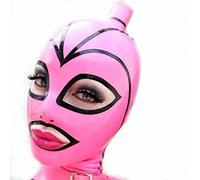 Capucha de látexCapuchas unisex masculinas masculinas hechas a mano con fetiche de cremallera trasera de tubo de pelo, rojo, L