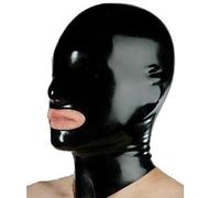 Capucha de látexDisfraces de látex Capucha Cosplay Casco sin cremallera Capuchas flexibles, rojo, L