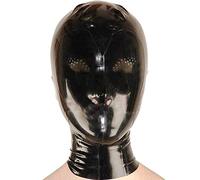 Capucha de látexHecho a mano Mujer de látex hombre unisex negro capuchas de cara completa con agujeros en la parte trasera de cremallera, negro, M