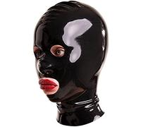 Capucha De Máscara De Goma De Látex Con Orificios Para La Boca Y La Nariz Con Cremallera,Negro,Medio