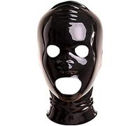 Capucha De Máscara De Goma De Látex Con Orificios Para La Boca Y La Nariz Con Cremallera,Negro,Pequeño