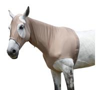 Capucha elástica de caballo con cremallera, cubierta completa para la cara y el cuello para protección contra la picazón dulce, protector de hombro trenzado de melena y escudo contra moscas, color