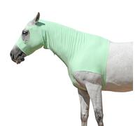 Capucha elástica de caballo con cremallera, cubierta completa para la cara y el cuello para protección contra la picazón dulce, protector de melena y protector de moscas, color verde pálido, talla M