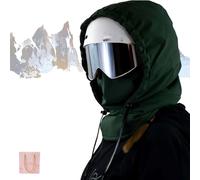 Capucha impermeable con forro polar, pasamontañas 3 en 1 de cobertura completa con cordón ajustable, cubierta cálida de invierno para cara y cuello, verde oscuro, Talla única