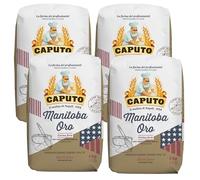 Caputo Manitoba Oro 1 kg - Harina de Fuerza Italiana para Largas Fermentaciones, Panettone, Brioche y Pizza - Molino Caputo - Pack Laborawi (x4)