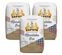 Caputo Manitoba Oro 1 kg - Harina de Fuerza Italiana para Largas Fermentaciones, Panettone, Brioche y Pizza - Molino Caputo - Pack Laborawi (x3)