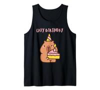 Capy Birthday Cute Capybara con pastel Funny Animal Party Camiseta sin Mangas