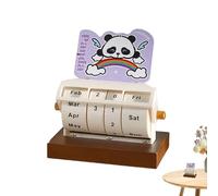 Capy Companion - Wooden Rotary Calendar for Desk Planning | Wheeling Perpetual Date Display with Month & Adjustable Week Marker plus Number Ring Layout for Home Office Study Corner