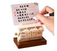 Capy Companion - Wooden Rotary Calendar for Desk Planning | Wheeling Perpetual Date Display with Month & Adjustable Week Marker plus Number Ring Layout for Home Office Study Corner