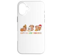 Capy Hallowthankmas Capybaras Halloween Thanksgiving Xmas Carcasa para iPhone 16 Plus