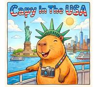 Capy In The USA Coloring Book: +45 Pages | Bold & Easy Capybara Exploring Iconic Us Landmarks & Places | Perfect For Kids & adults