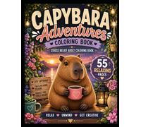 capybara adventures coloring book: cute capybara coloring pages for kids and adults - relaxing animal illustrations for stress relief