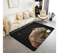 Capybara Alfombra 150 x 200 cm para Niños Niñas Café Kawaii Capybara Juego de alfombras decorativas Galaxy Lindo Capybara Sala Alfombras Divertido Animal Tema Decoración del dormitorio Negro