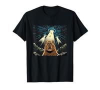 Capybara Alien Abduction UFO Spaceship Over Farm Night Camiseta