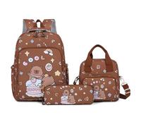 Capybara Backpack Cute Kawaii Backpack 3Pcs Set with Lunch Bag and Pencil Case, Funny Going Out Cartoon Laptop Travel Bag (Brown)