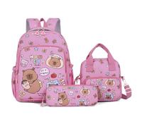 Capybara Backpack for Kids Girls School Funny School Bag Sets Capybara Backpacks 3 in 1 Cartoon Laptop Travel Bag with Lunchbox Pencil Case for Child Teenage Casual Rucksack