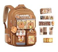 Capybara Backpack for School - Cute Kawaii Cartoon Backpack for Girls & Boys, Waterproof Durable Capybara Bookbag with Padded Straps and Multiple Compartments, Cute Bookbag Gift for kids