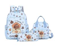 Capybara Backpack Set | Aesthetic Backpack with Lunch Bag & Pencil Case | Set of 3 Cute Bags | School Supplies for Boys Girls Teenagers College Students Travel Picnic Snack Storage