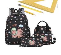 Capybara Backpack Set, Travel Bookbag Combo, School Bag with Lunch Box and Pencil Case, Lightweight Carry Set, Fun Animal Design, for Girls Daily Use School Activities 38x28x13cm/14.96x11.02x5.12 in