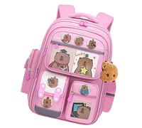 Capybara bag - Animal Backpack | School Bag,Capybara Bookbag With 6 Badges | Cute Animals Back pack, Capybaras Casual Backpack For School, Camping, Travel, Animal Back pack with Card Badge and Keycha