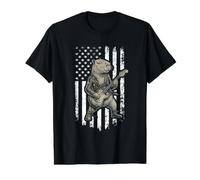 Capybara - Bandera de Estados Unidos para Guitarrista de Metal Pesado Camiseta gráfica económica, Hombre, Negro, S