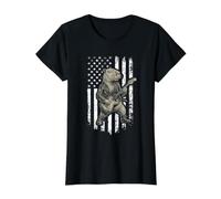 Capybara - Bandera de Estados Unidos para Guitarrista de Metal Pesado Camiseta gráfica económica, Mujer, Negro, S